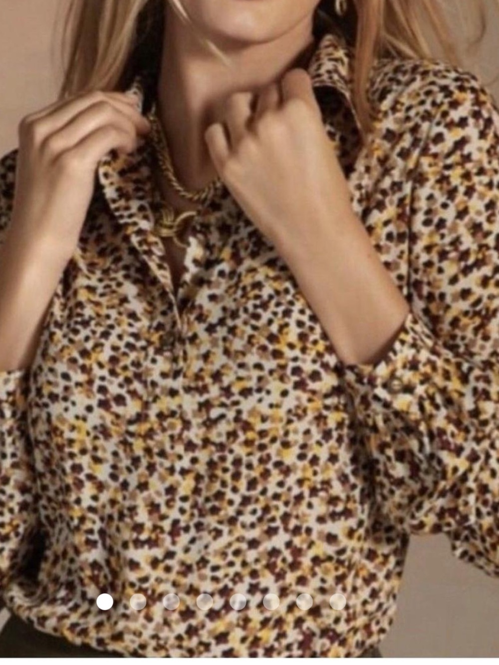 CAbi Multi Brown and Black Leopard Print Long Sleeve Blouse